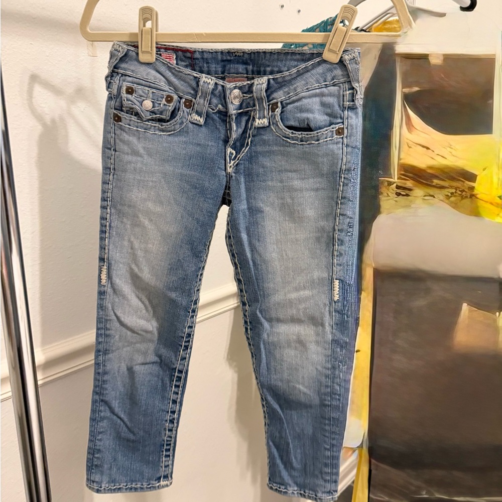 True Religion Light Blue Cropped Jeans